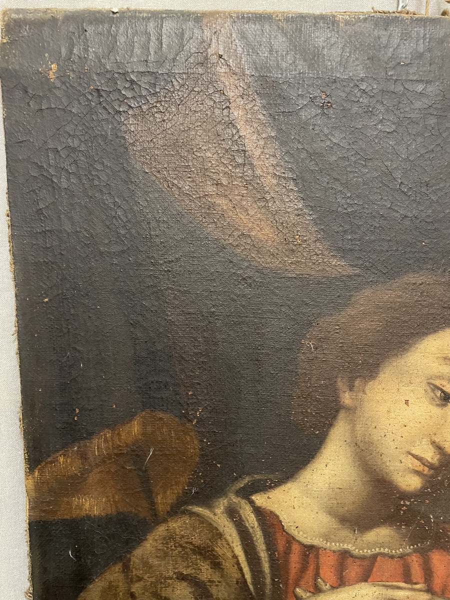 Huile sur toile, Vierge à l'Annonciation, XVIIe siècle-photo-3