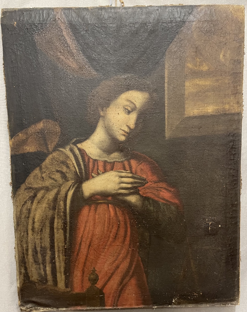 Huile sur toile, Vierge à l'Annonciation, XVIIe siècle