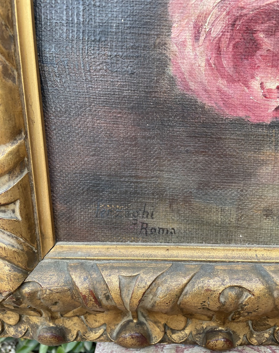 Huile sur toile, fleurs, XXe siècle-photo-3