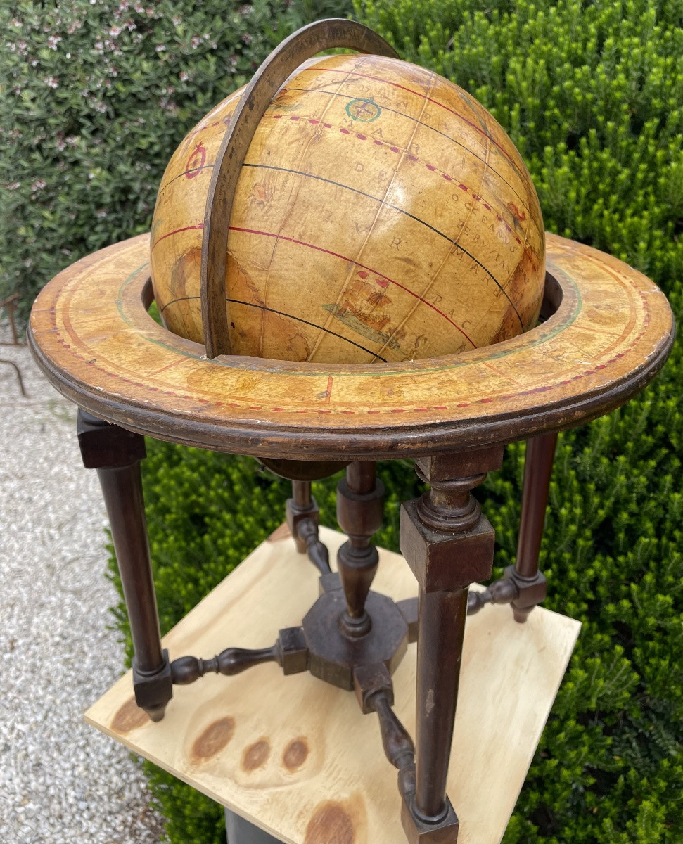 Carte du monde en bois et en papier du XXe siècle-photo-2