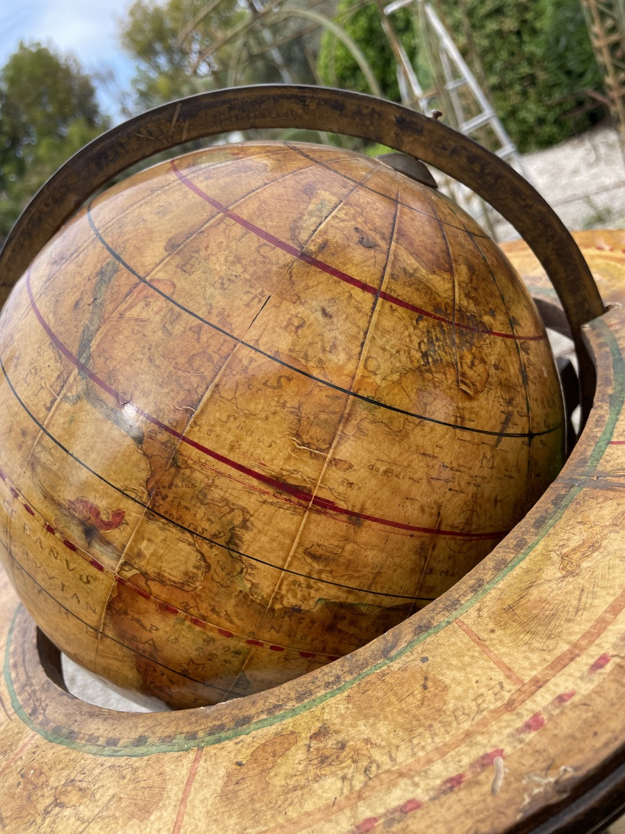 Carte du monde en bois et en papier du XXe siècle-photo-4
