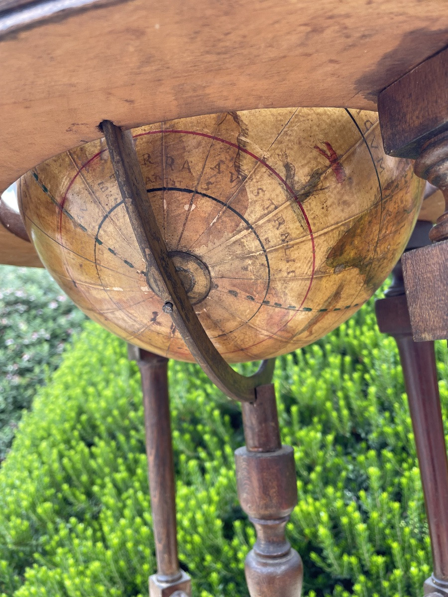 Carte du monde en bois et en papier du XXe siècle-photo-4