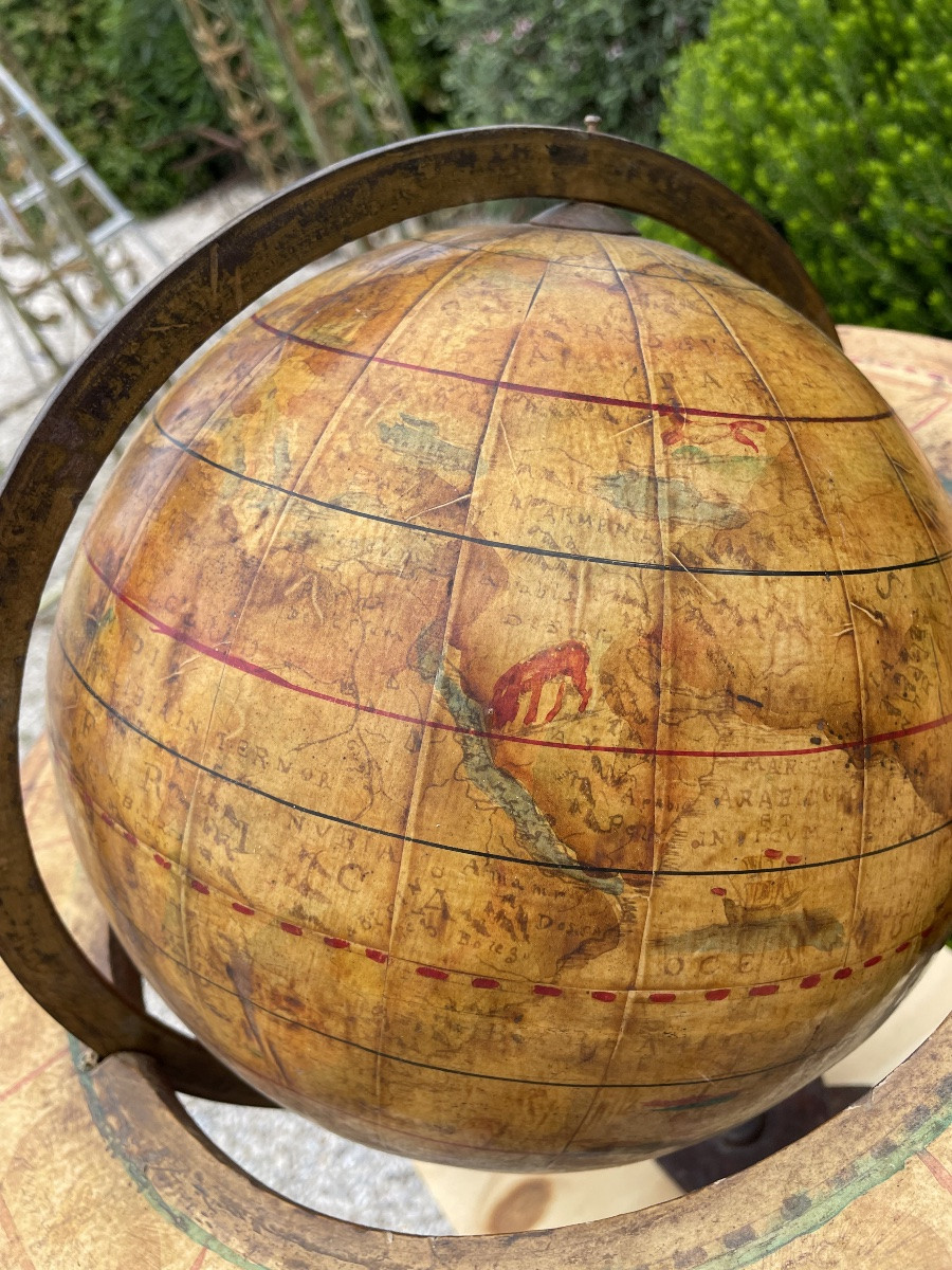 Carte du monde en bois et en papier du XXe siècle-photo-8