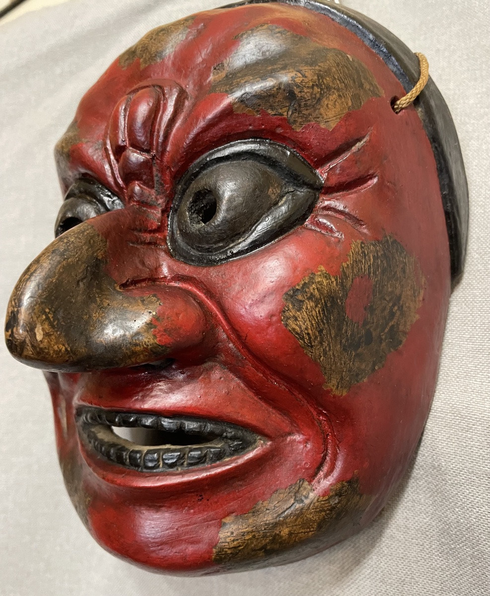 Japanese Mask Made Of Papier-mâché Or Wood, 19th–20th Century-photo-3