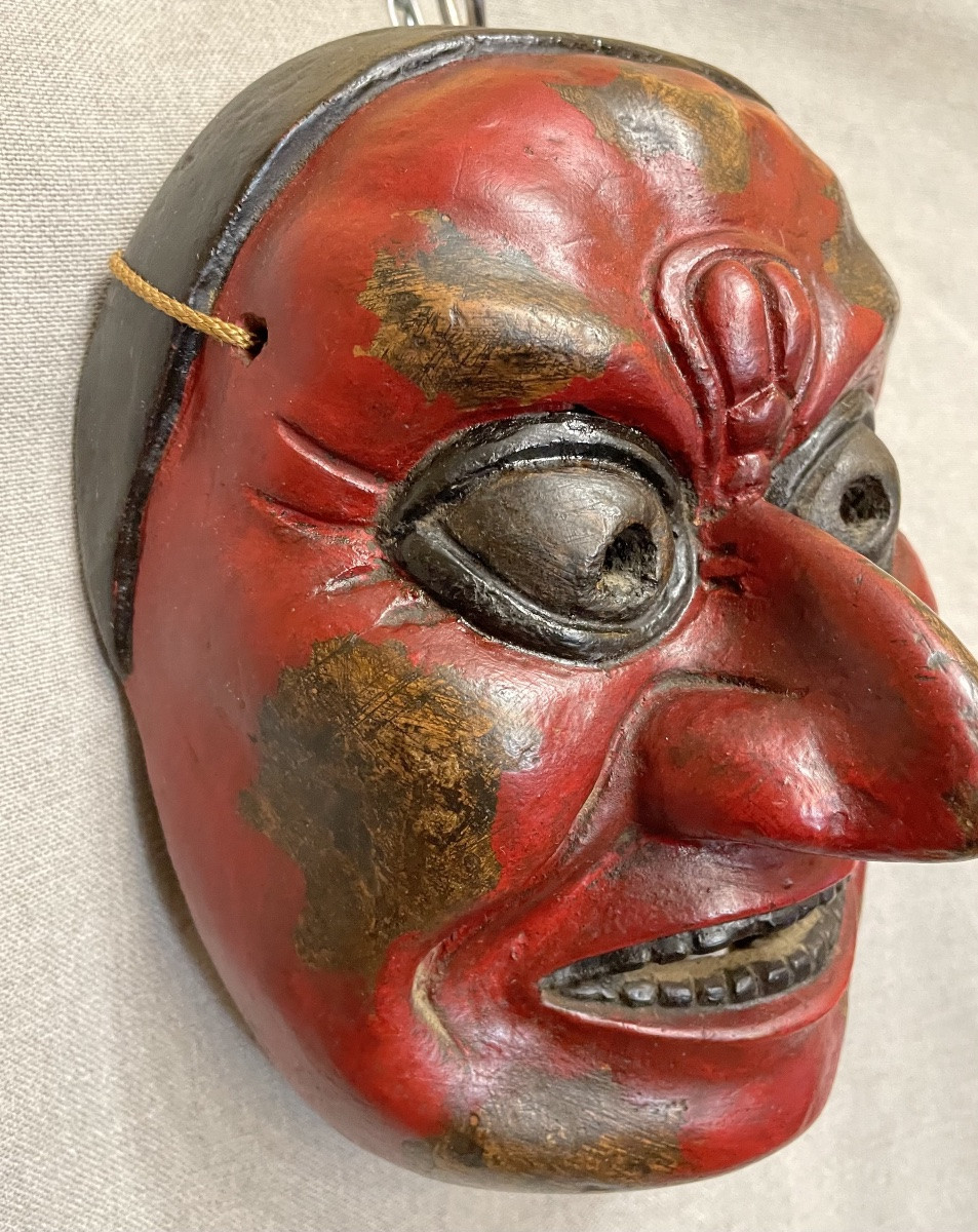 Japanese Mask Made Of Papier-mâché Or Wood, 19th–20th Century-photo-4