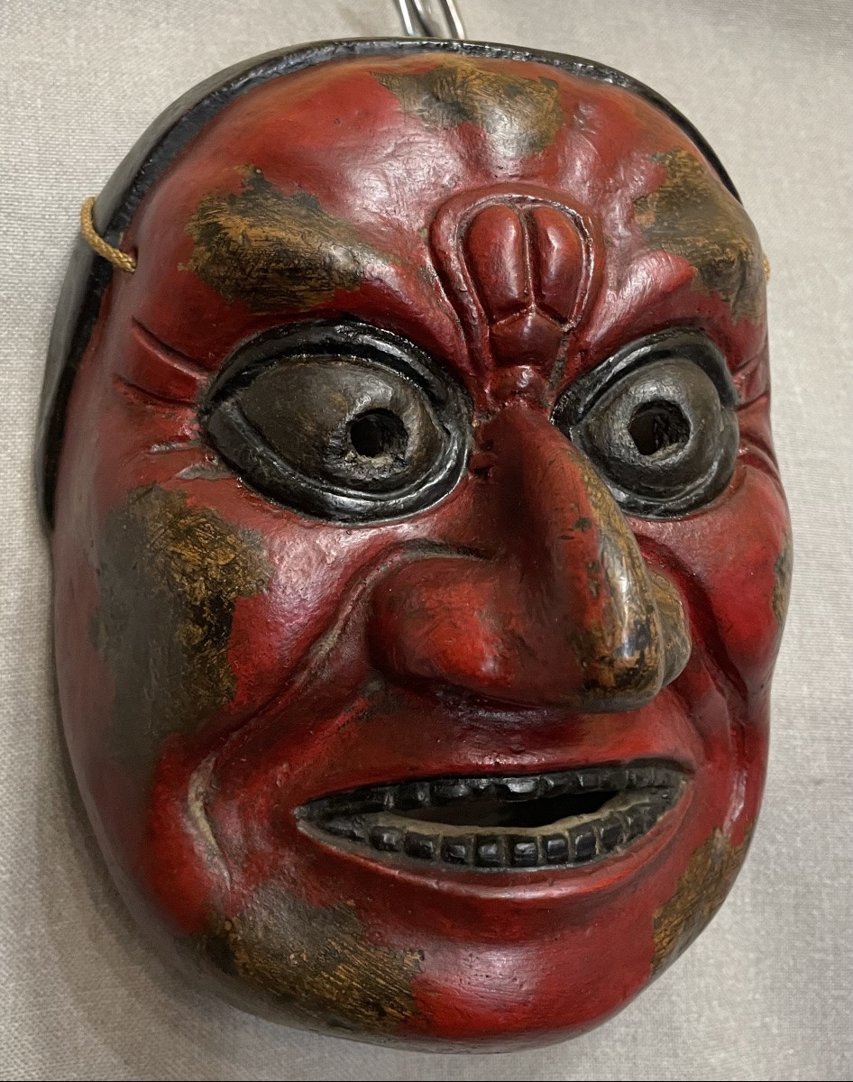 Japanese Mask Made Of Papier-mâché Or Wood, 19th–20th Century-photo-3