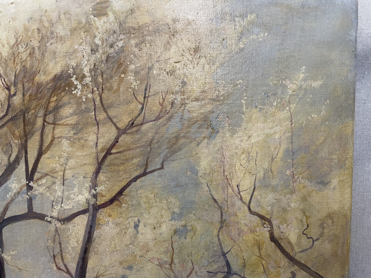 Huile sur toile d'Onorato Carlandi, campagne romaine, XXe siècle-photo-4