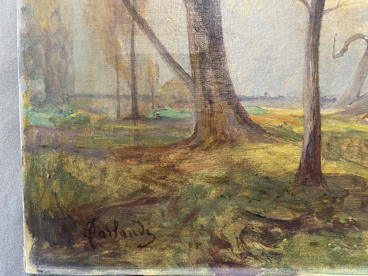Huile sur toile d'Onorato Carlandi, campagne romaine, XXe siècle-photo-2