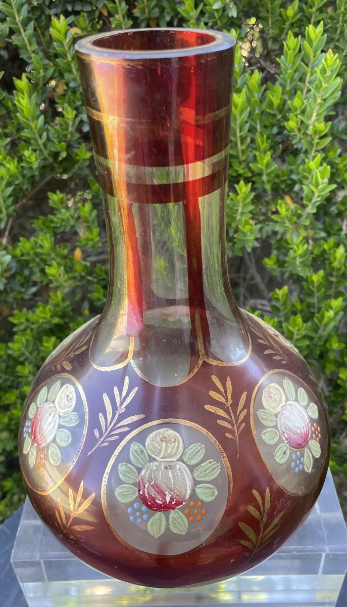Bouteille en verre peint du Moyen-Orient, XXe siècle-photo-2