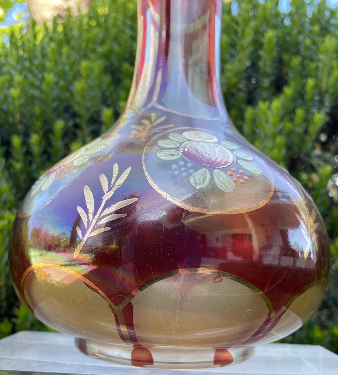 Bouteille en verre peint du Moyen-Orient, XXe siècle-photo-3