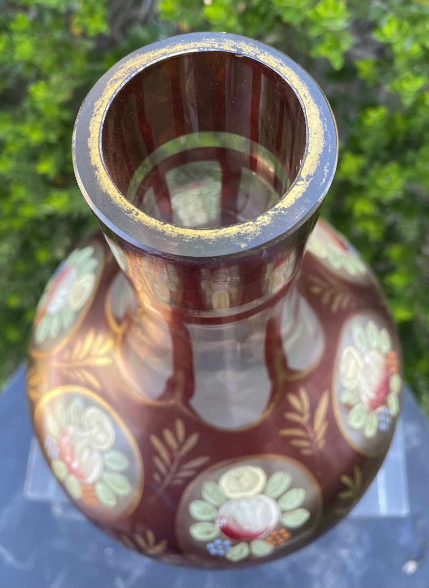 Bouteille en verre peint du Moyen-Orient, XXe siècle-photo-4