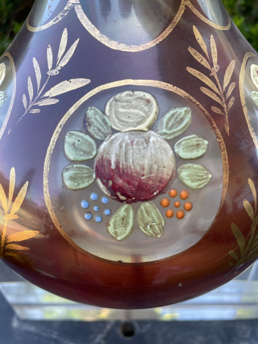 Bouteille en verre peint du Moyen-Orient, XXe siècle-photo-2