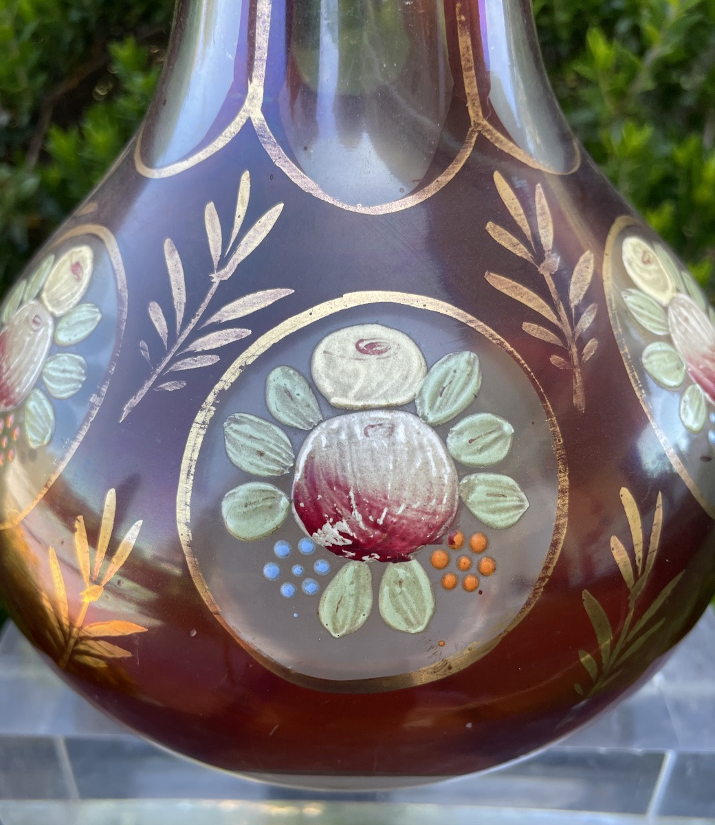 Bouteille en verre peint du Moyen-Orient, XXe siècle-photo-3