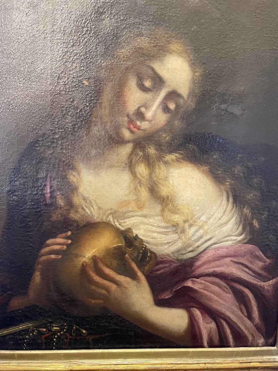 Peinture à l'huile sur toile, Madeleine, XVIIe siècle-photo-3