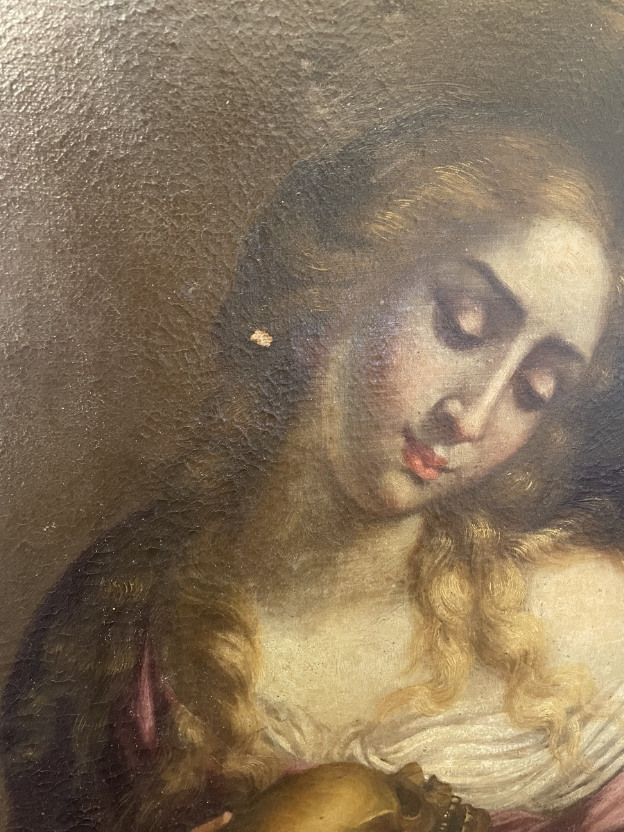 Peinture à l'huile sur toile, Madeleine, XVIIe siècle-photo-4