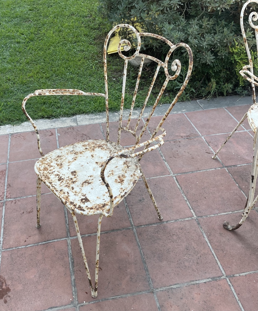 Table et chaises de jardin en fer du XXe siècle-photo-2