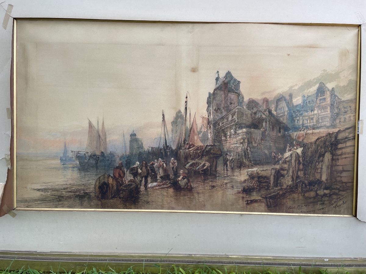 Grande aquarelle de Paul Marny, XIXe siècle-photo-3