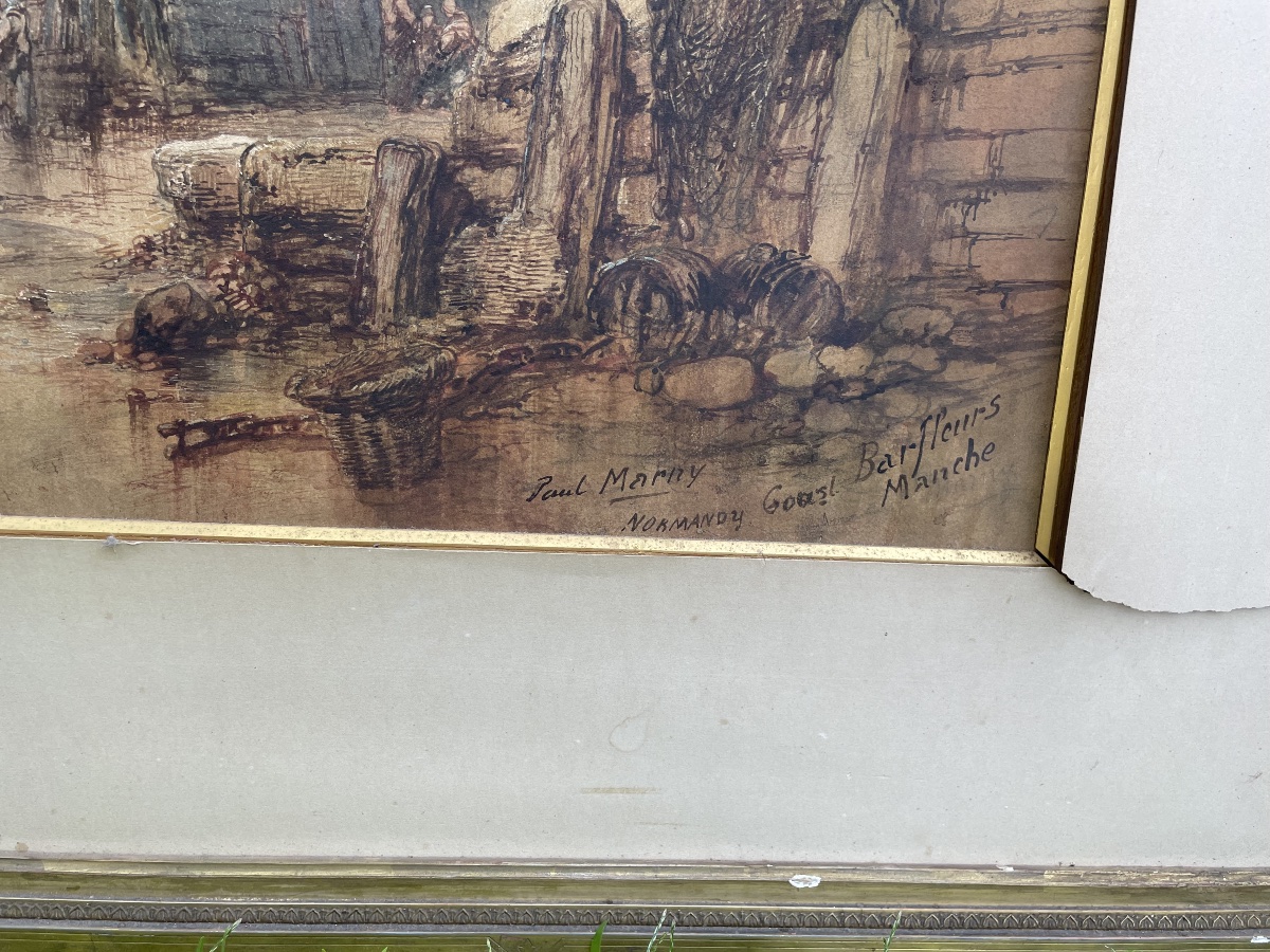 Grande aquarelle de Paul Marny, XIXe siècle-photo-4