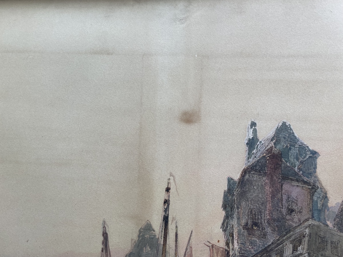 Grande aquarelle de Paul Marny, XIXe siècle-photo-2