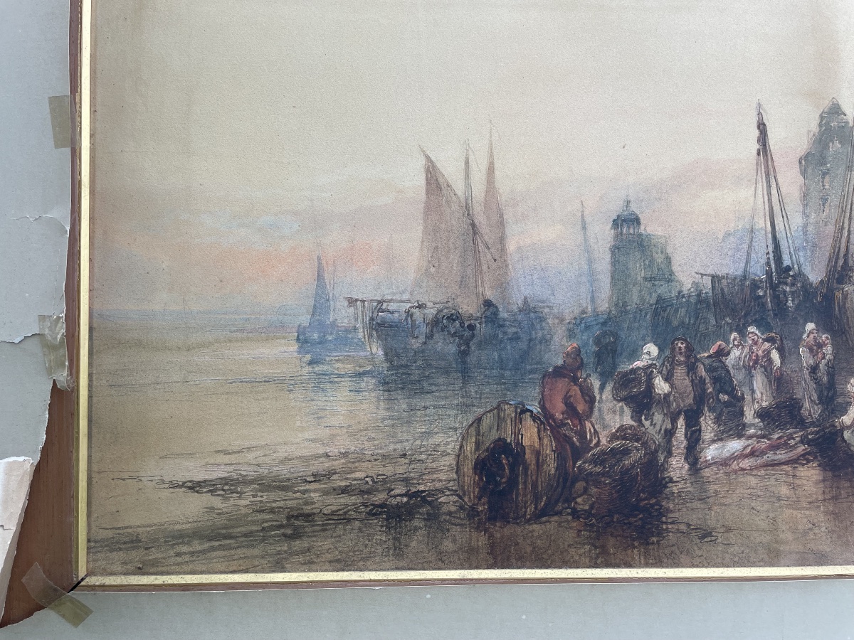 Grande aquarelle de Paul Marny, XIXe siècle-photo-3