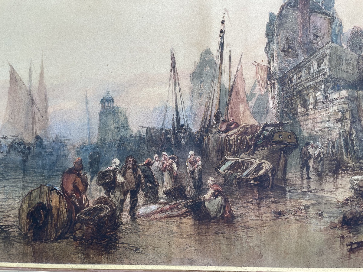 Grande aquarelle de Paul Marny, XIXe siècle-photo-5