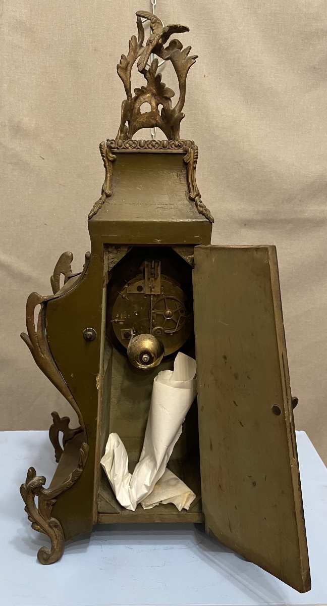 Horloge française en bois et bronze du XIXe siècle-photo-4