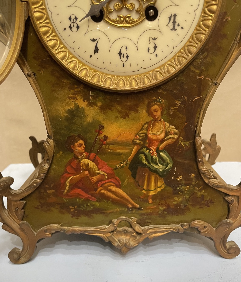 Horloge française en bois et bronze du XIXe siècle-photo-4