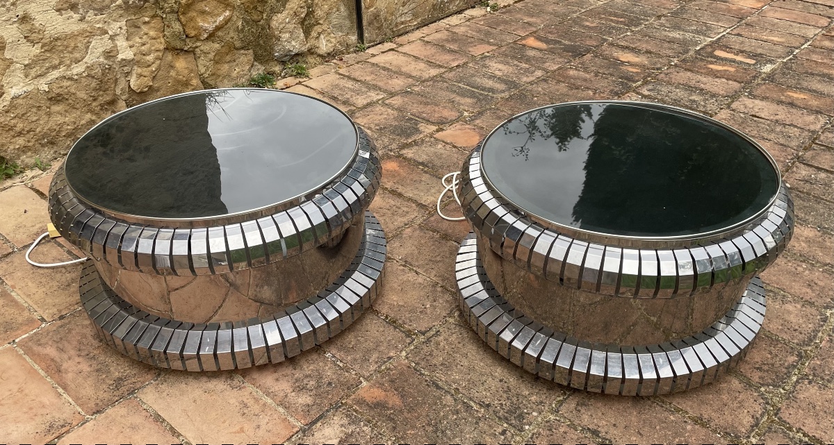 A Pair Of Low Coffee Tables Or 1970s Lamps