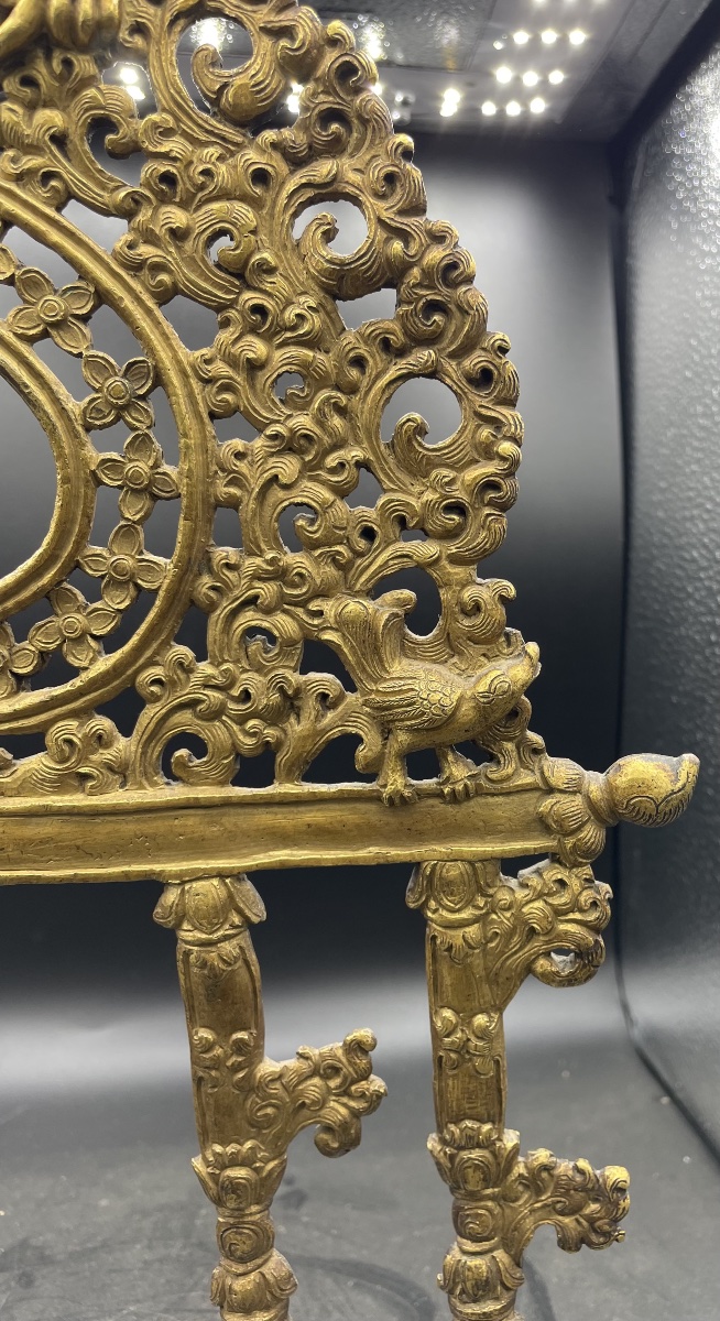 18th-century Sino-tibetan Gilded Bronze Sacred Frame-photo-3