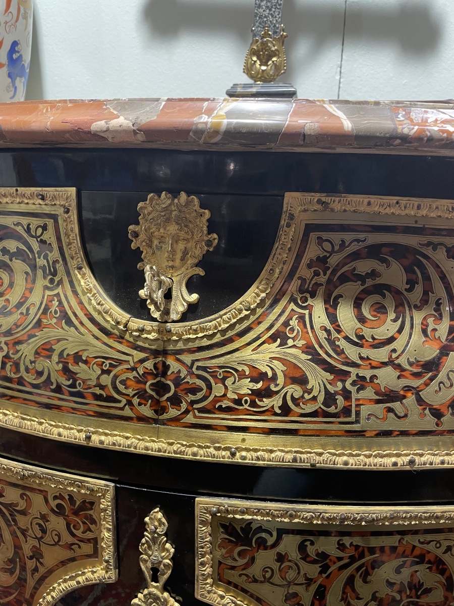Commode Boulle en bronze et bois teinté, époque Napoléon III-photo-3