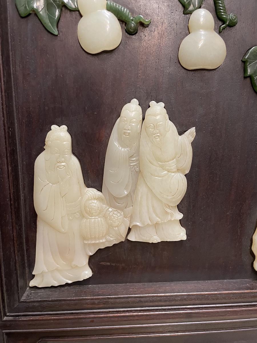 Wooden And Jade Desk Screen For Scholars, China, 20th Century-photo-4
