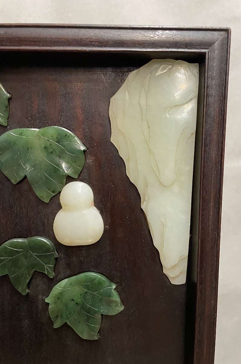 Wooden And Jade Desk Screen For Scholars, China, 20th Century-photo-1