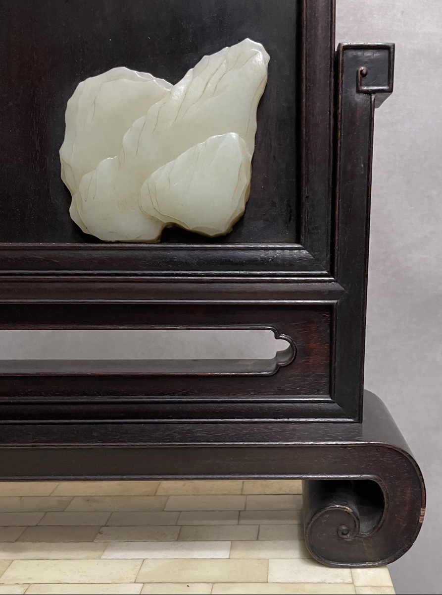 Wooden And Jade Desk Screen For Scholars, China, 20th Century-photo-6