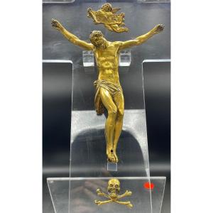 Christ Crucifié En Bronze Doré XVIe/xviie Siècle