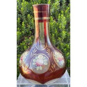 Bouteille en verre peint du Moyen-Orient, XXe siècle