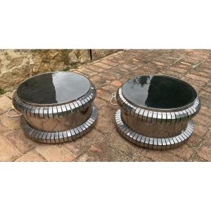 A Pair Of Low Coffee Tables Or 1970s Lamps