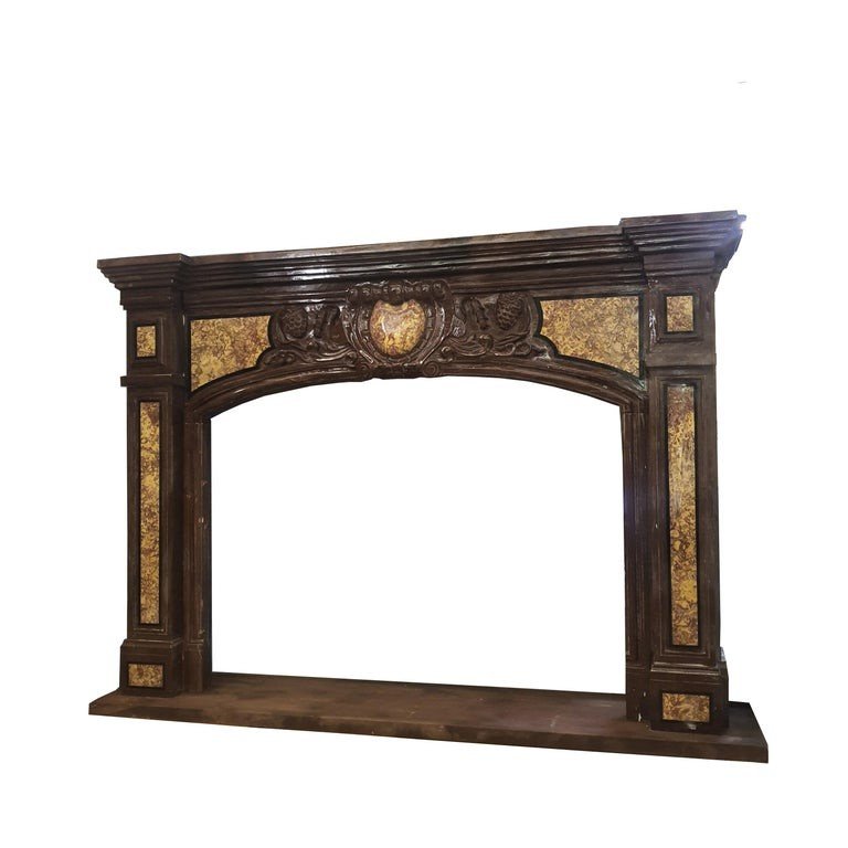 19th Century, Italian Marble Fireplace, Brocatelle From Spain-photo-2