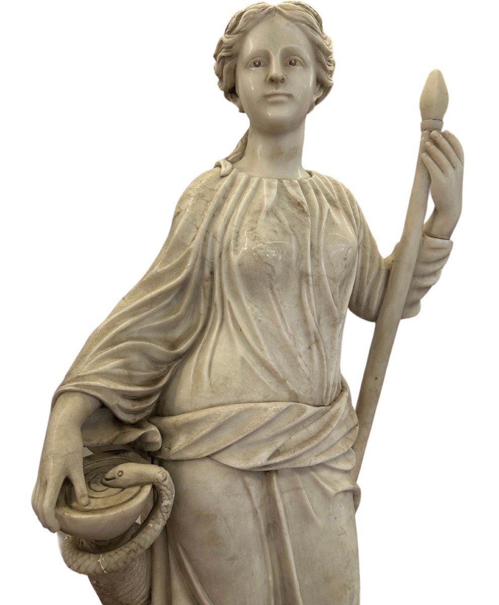 20eme Siècle, Sculpture En Marbre Blanc, Statue De La Santé-photo-1