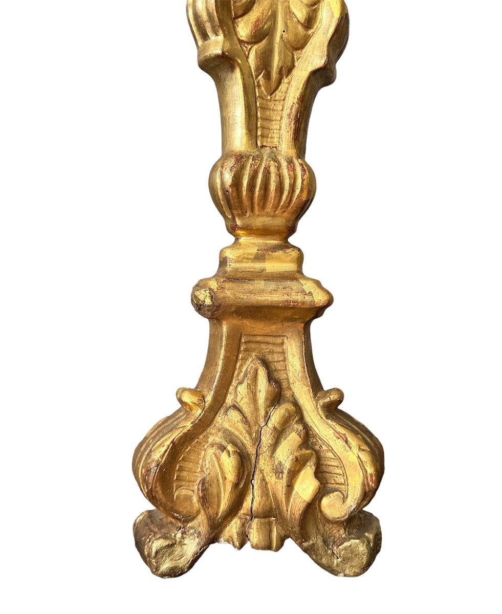 19th Century, Pair Of Gilded Wooden Torch Holders-photo-1