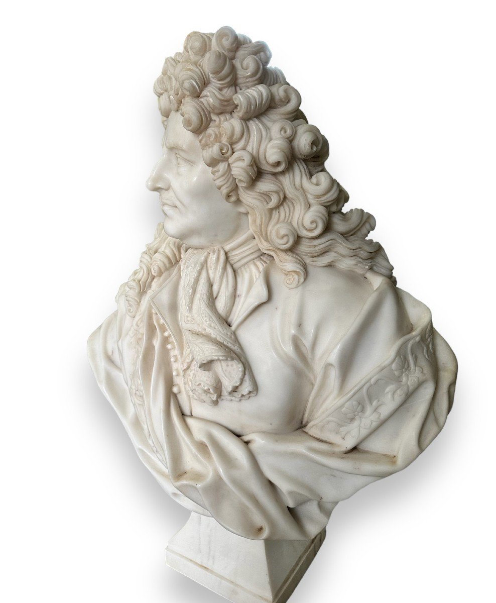 20th Century, Pair Of Large Marble Busts, Sun King, Louis XIV-photo-6