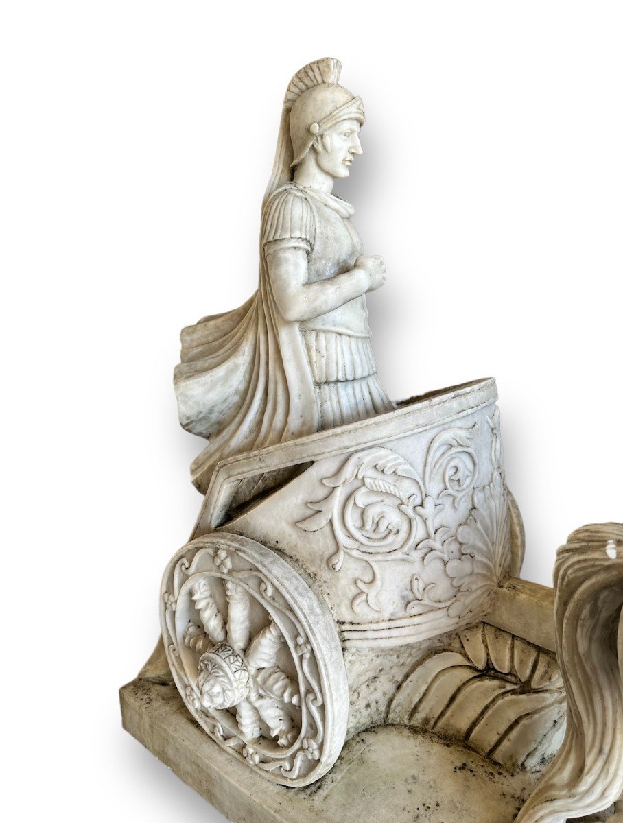 19ème Siècle, Paire De Sculptures En Marbre, Char Romain-photo-4