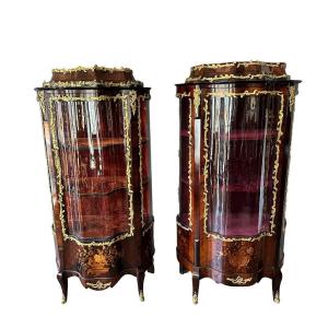 19th Century, Napoleon III, Pair Of Showcases With Bronzes