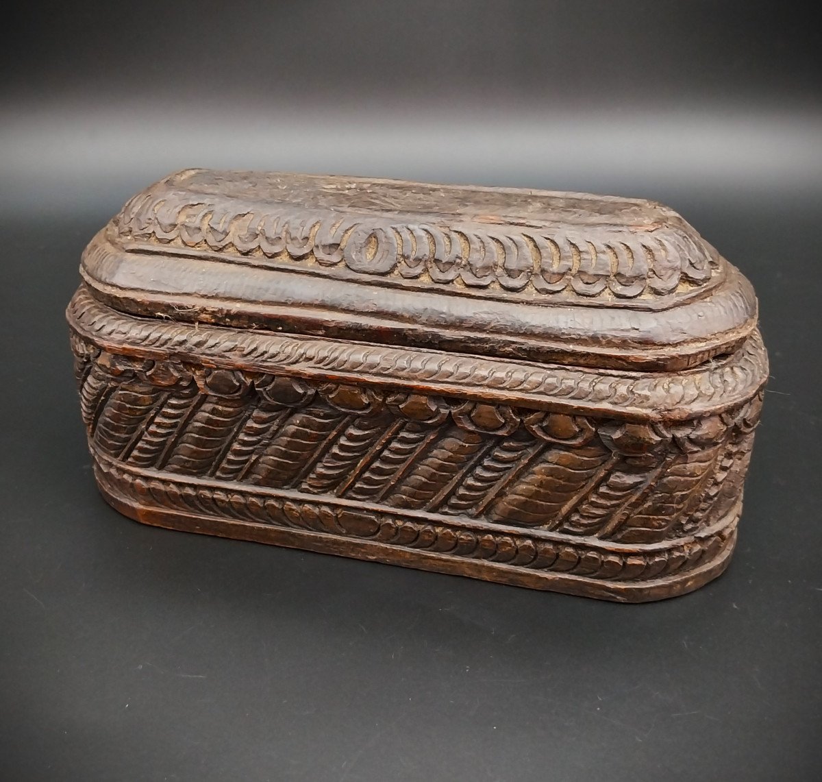Hand-carved Wooden Box From The 18th Century