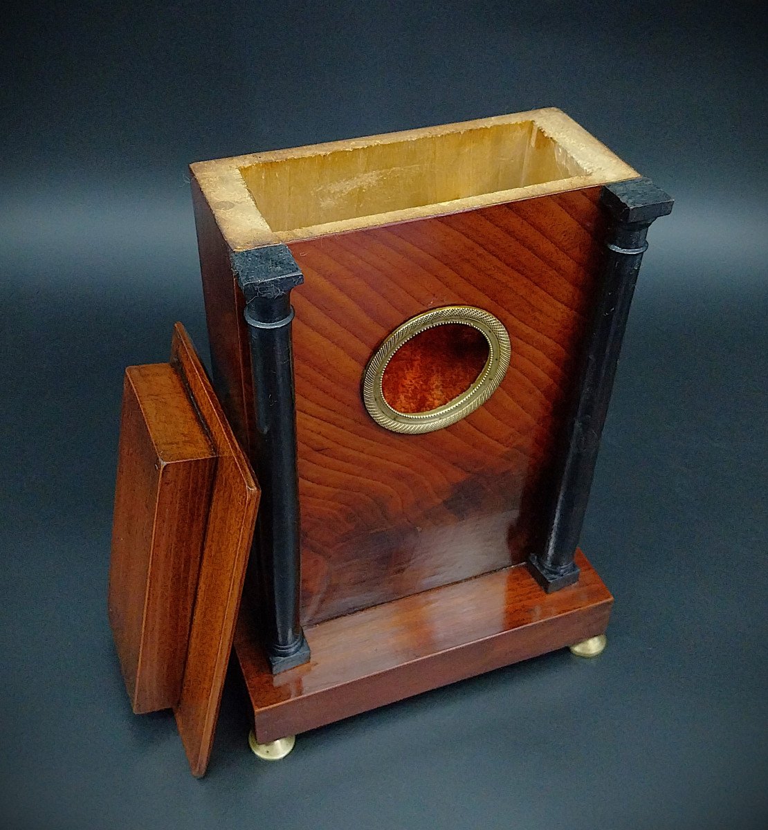 Pocket Watch Holder In Mahogany,  Empire Era , 19th Century-photo-3