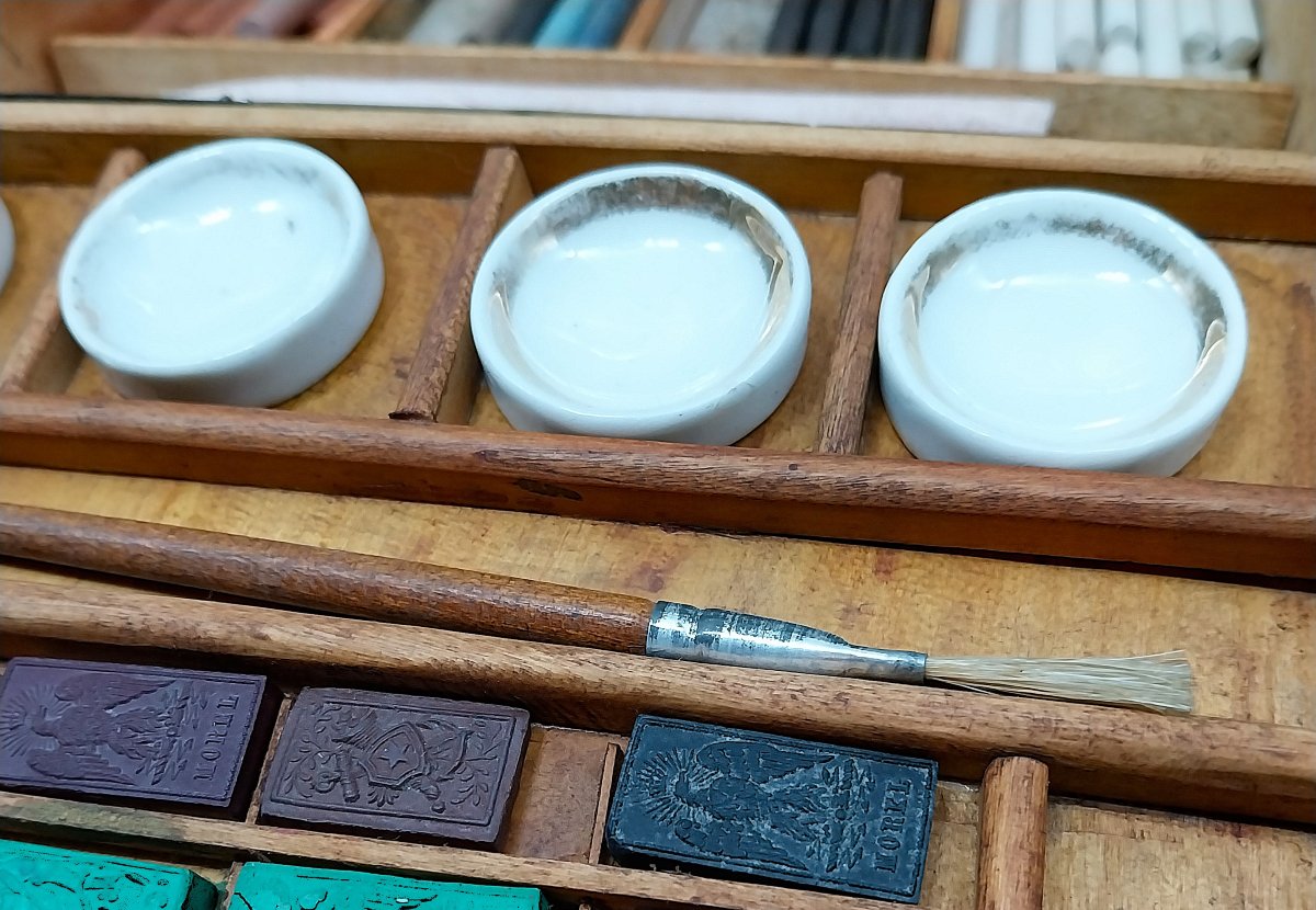Antique Artists Watercolor Paint Box, 19th Century, Napoleon III-photo-7