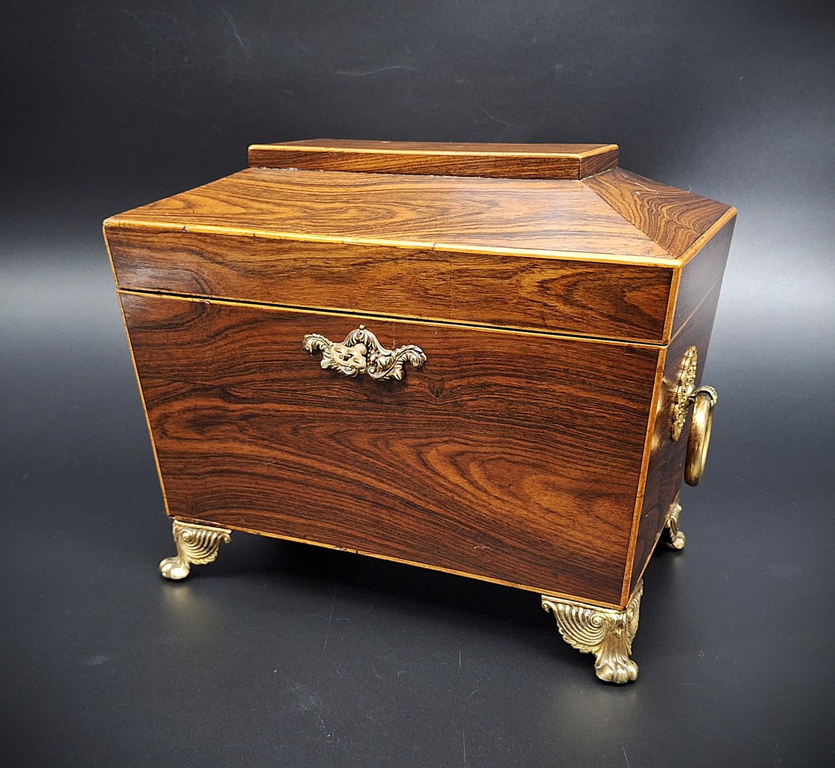 Antique Tea Caddy, Rosewood, XIX Century-photo-3