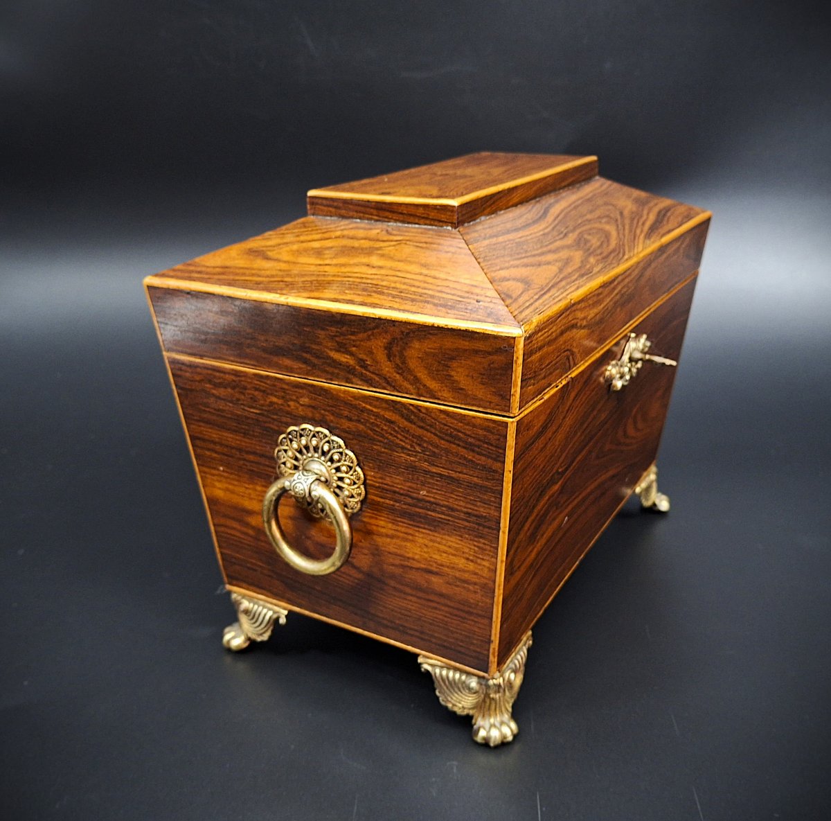 Antique Tea Caddy, Rosewood, XIX Century-photo-2