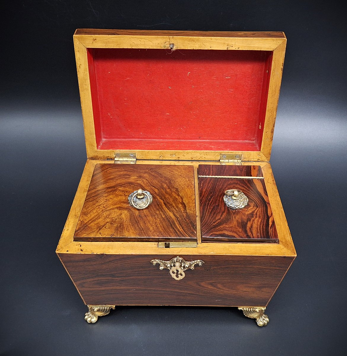 Antique Tea Caddy, Rosewood, XIX Century-photo-6