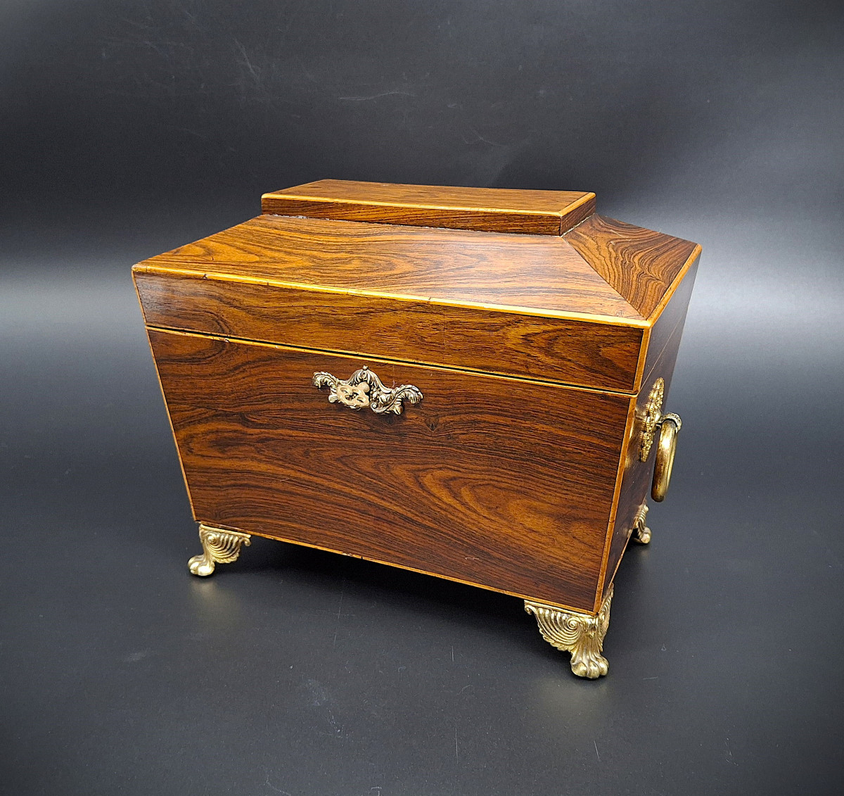 Antique Tea Caddy, Rosewood, XIX Century