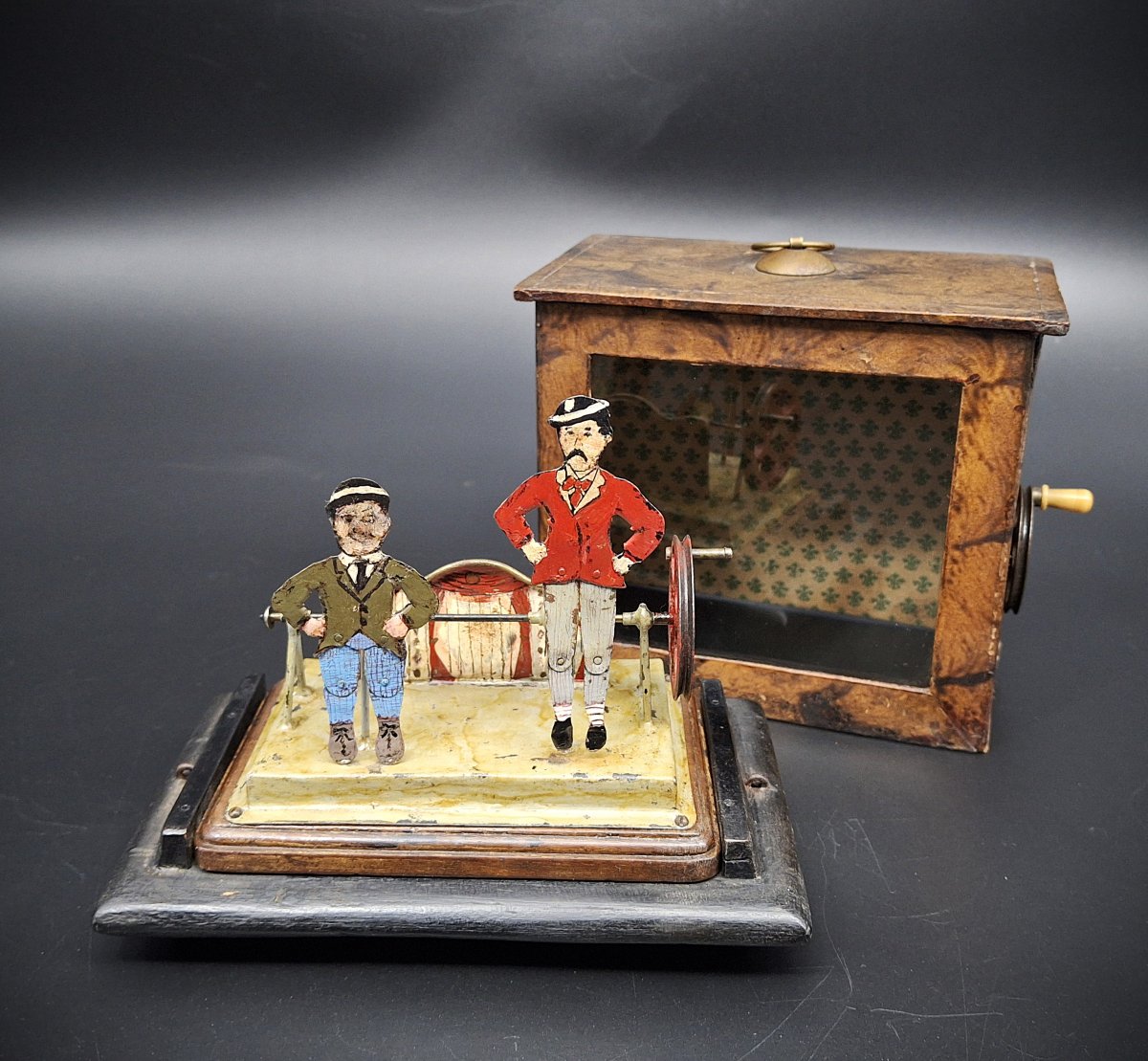 Antique Iron Mechanical Toy From The 1920s, Happy Jack & Happy James-photo-3